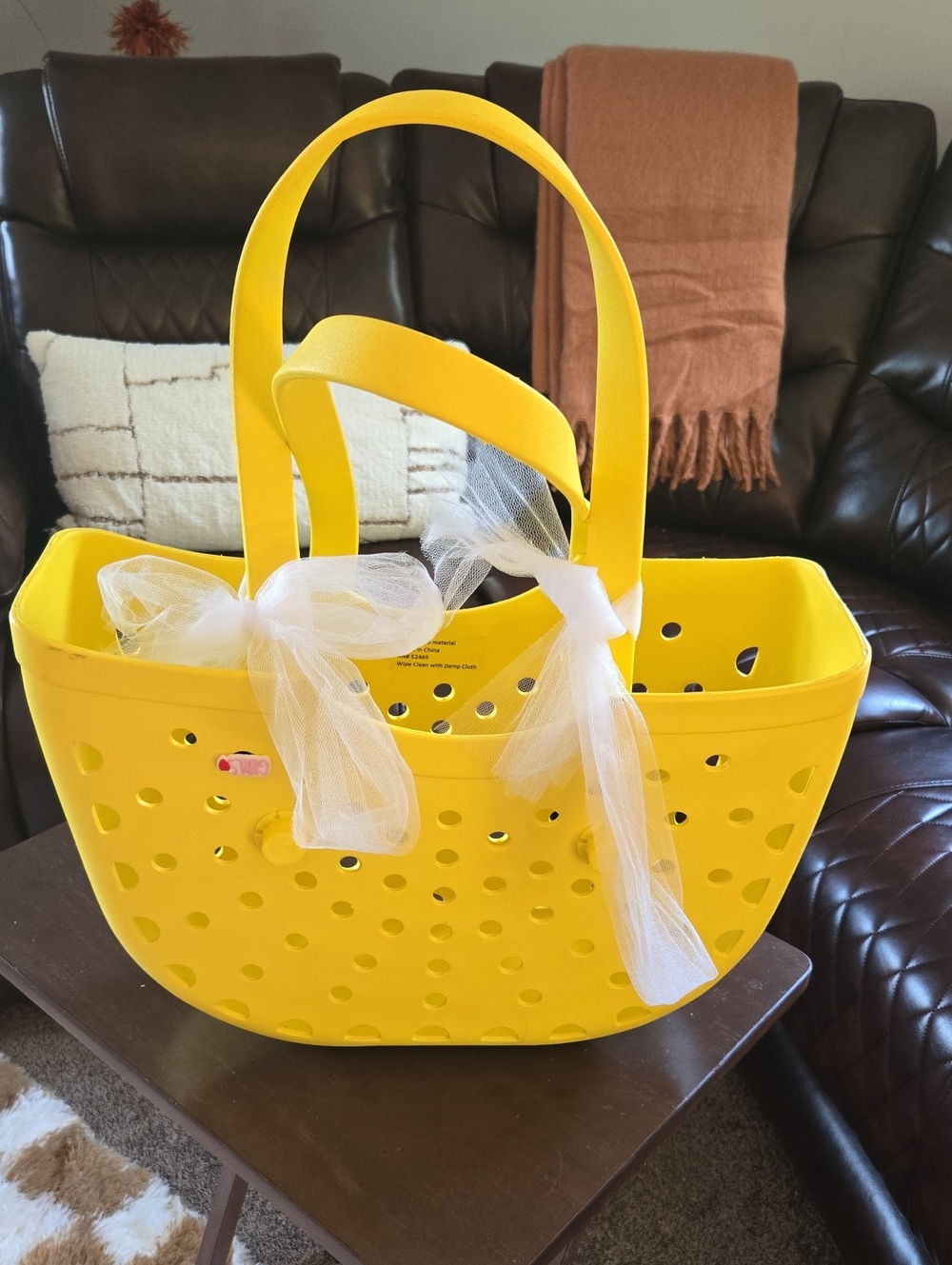 Yellow Women's Tote Bag - Bright Perforated Carryall⭐️ Pre Loved